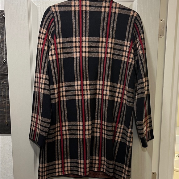 Anne Klein Plaid Long Cardigan Sweater Coat - Picture 5 of 6